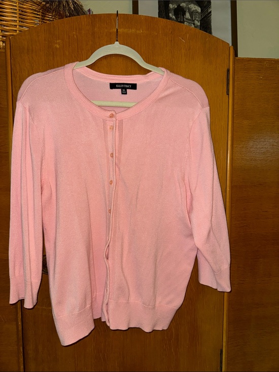 Ellen Tracy Sweaters - Ellen Tracy Light Pink Button-Front Knit Cardigan - XL